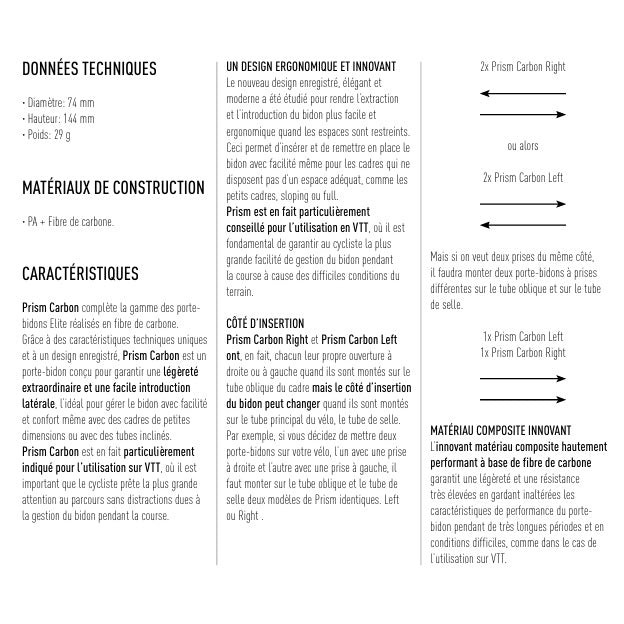Porte-Bidon ELITE PRISM GAUCHE Carbone Mat/Noir