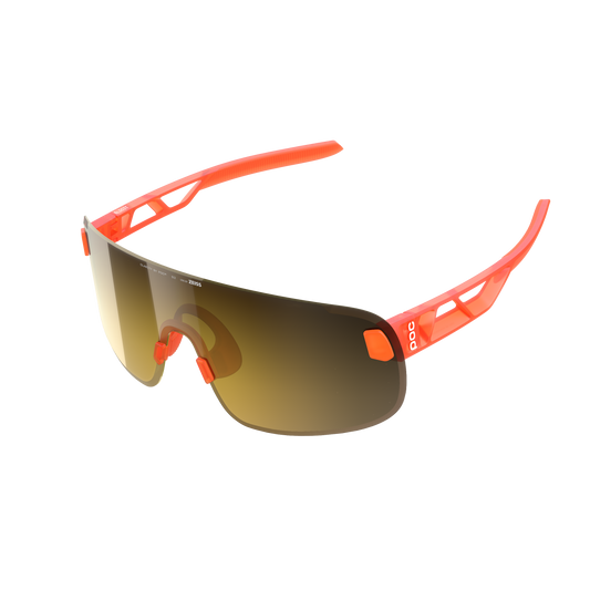 Lunettes POC ELICIT Orange Fluo Translucide Verre Clarity Road Partly Sunny Gold