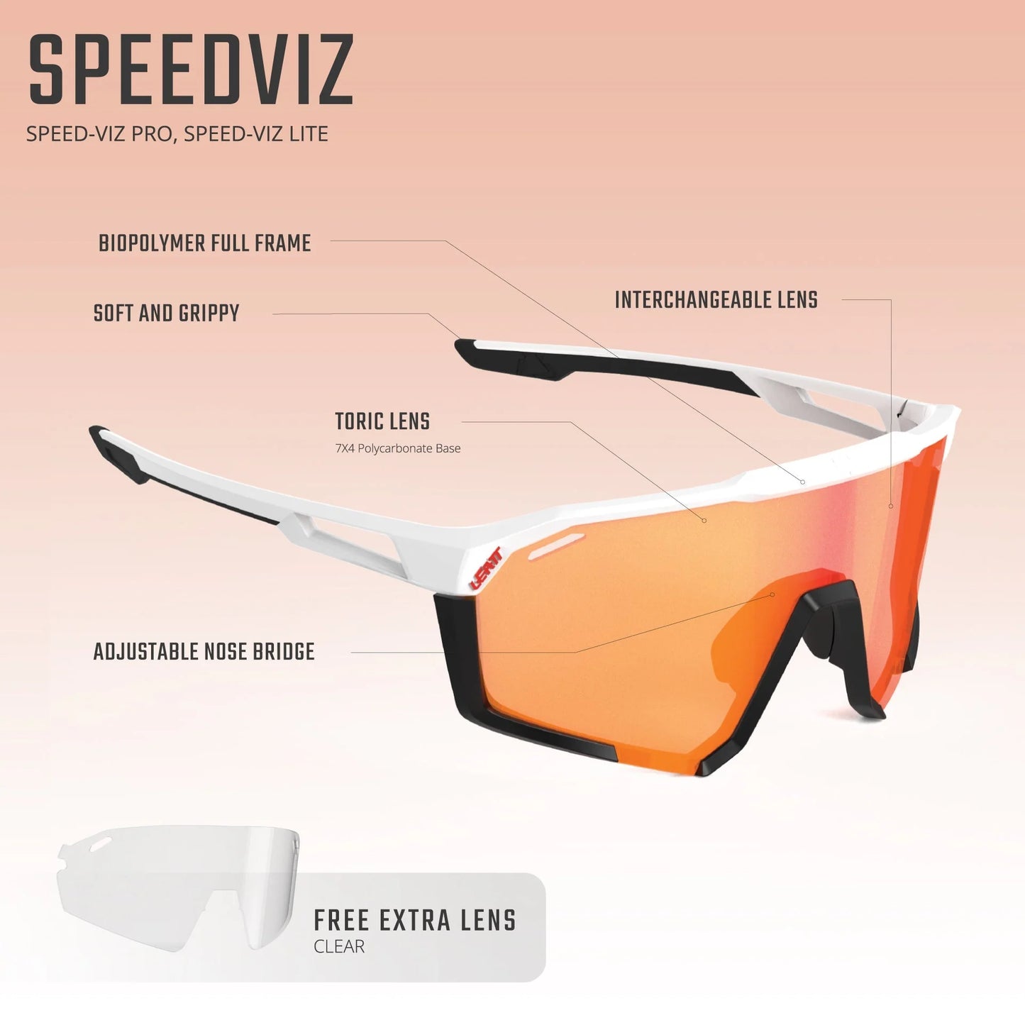 Lunettes LEATT SPEEDVIZ PRO Blanc Verre Iriz Cryztal Rouge