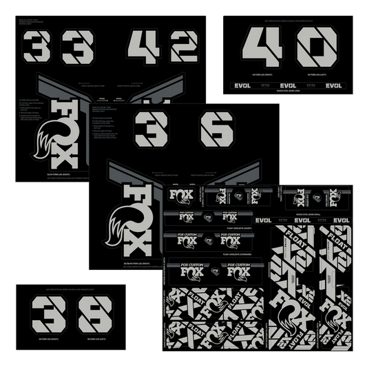 Kit stickers FOX Fourche et Amortisseur Gris