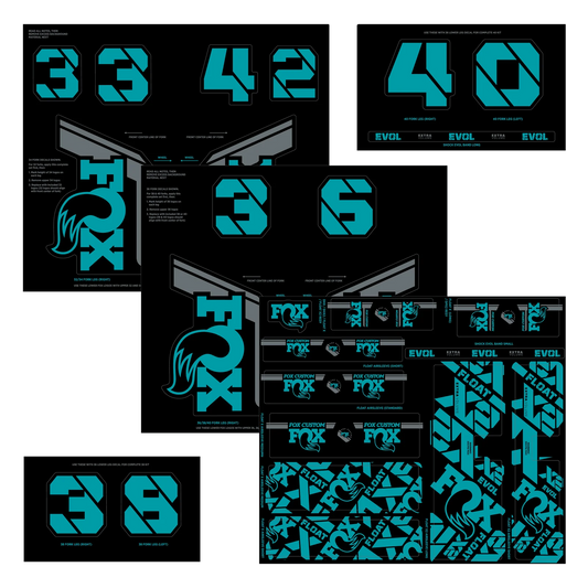Kit Stickers FOX Fourche et Amortisseur Turquoise
