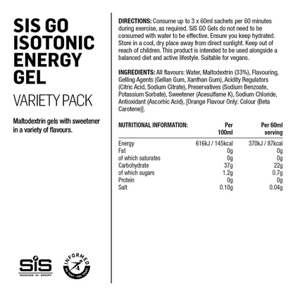 Pack de 7 Gels Énergétiques SIS GEL GO ISOTONIQUE Sans Gluten (60 ml)