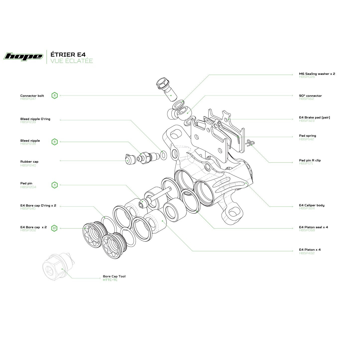 HOPE E4 2022 Hydraulischer Bremssattel Schwarz