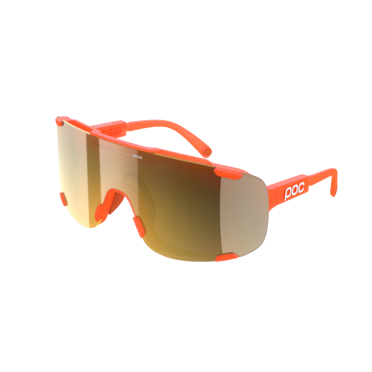 POC DEVOUR MID Brille Fluo Orange Transluzent Clarity Road/Partly Sunny Gold Glas