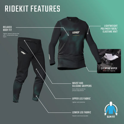 Kit Maillot + Pantalon LEATT MTB GRAVITY 1.0 Noir/Vert