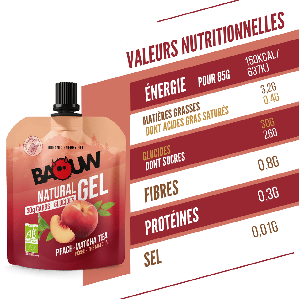 Gel Énergétique BAOUW BIO Pêche-Thé Matcha (85g)