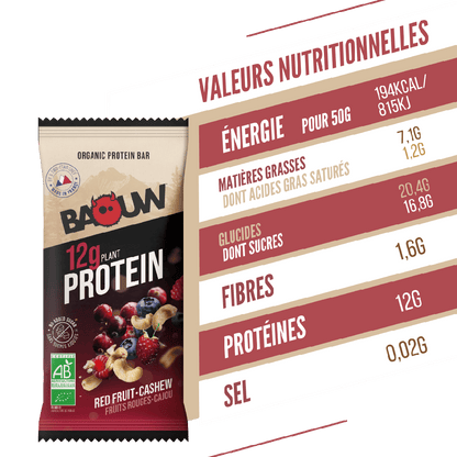Proteinriegel BAOUW BIO EXTRA Rote Früchte/Cashew (50g)