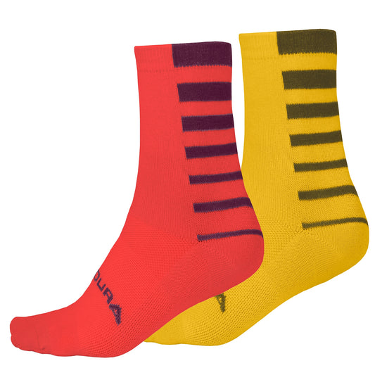 ENDURA COOLMAX STRIPE Socken 2 Paar Bronze/Rot