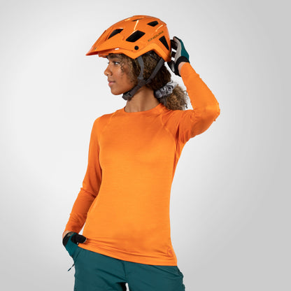 Maillot ENDURA SINGLETRACK Femme Manches Longues Orange
