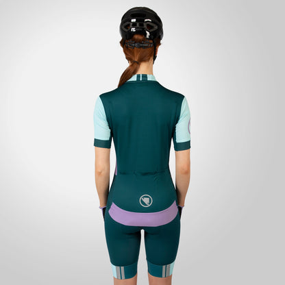 Trikot ENDURA FS260 PRINT Damen Kurzarm Grün/Violett