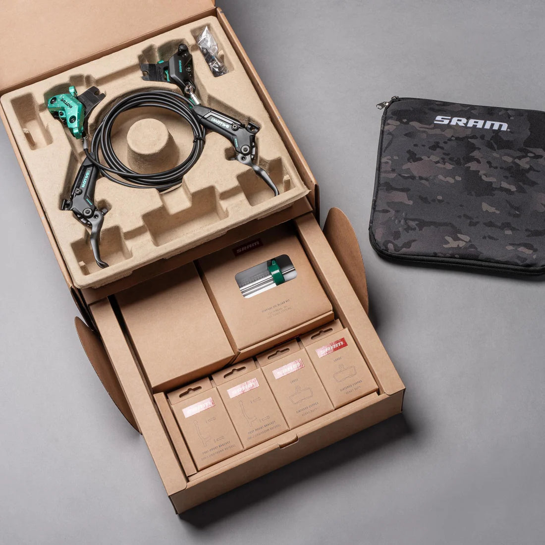 Paar SRAM MOTIVE ULTIMATE EXPERT KIT Bremsen - Limitierte Auflage Teal Splatter