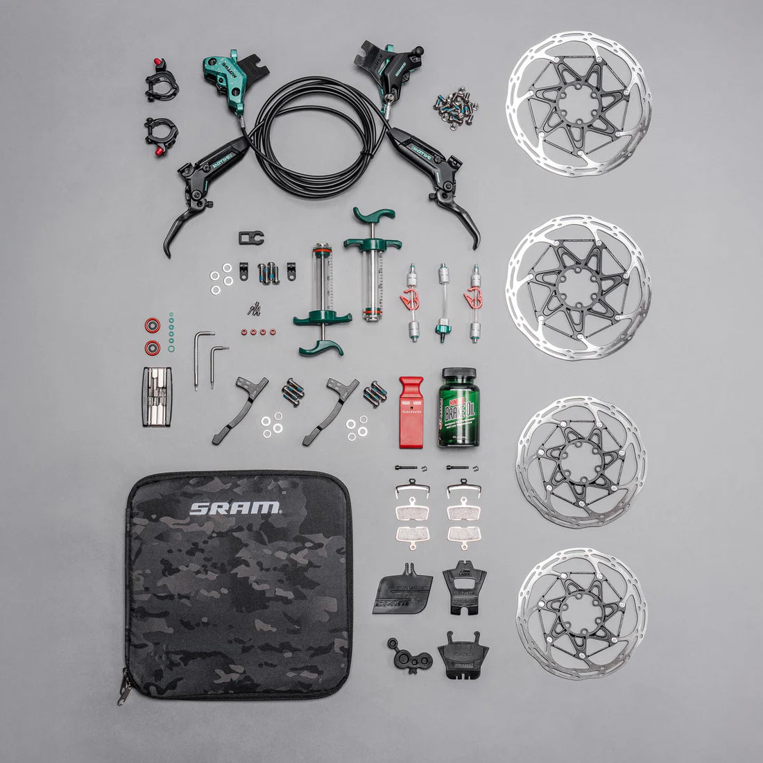 Paar SRAM MOTIVE ULTIMATE EXPERT KIT Bremsen - Limitierte Auflage Teal Splatter