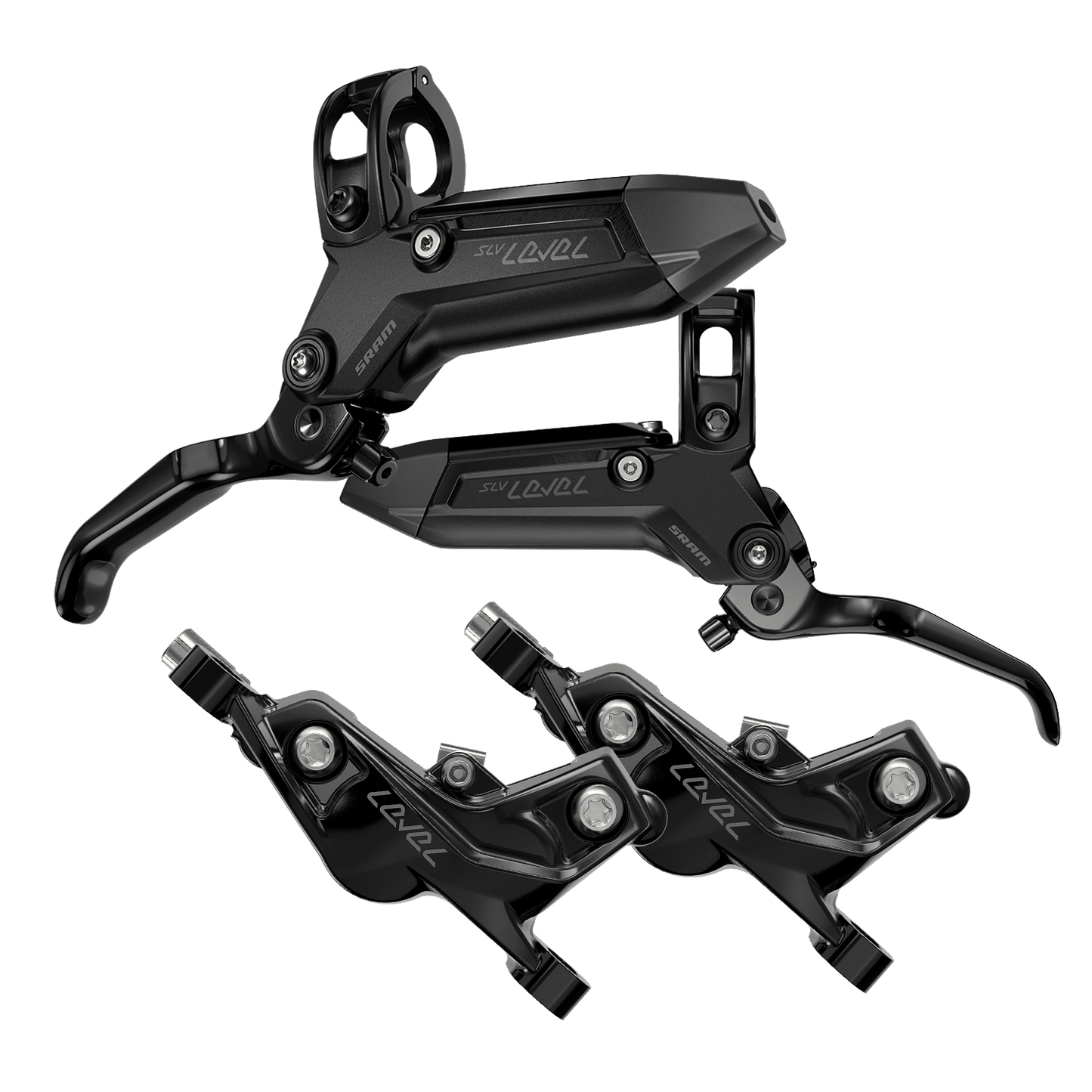 Paire de Freins SRAM LEVEL SILVER STEALTH 4 pistons Noir