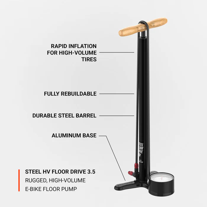 Standpumpe LEZYNE STEEL FLOOR DRIVE 3.5 HV Schwarz