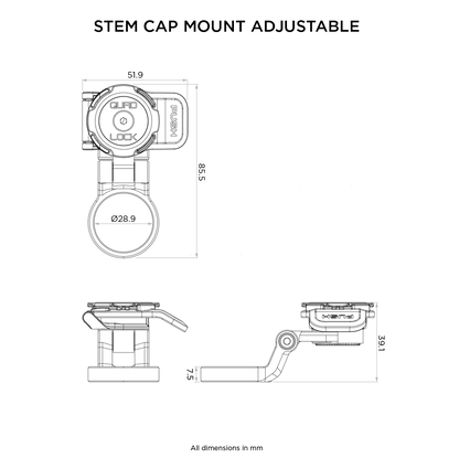 Vorbauhalterung QUADLOCK OUT CAP MOUNT ADJUSTABLE
