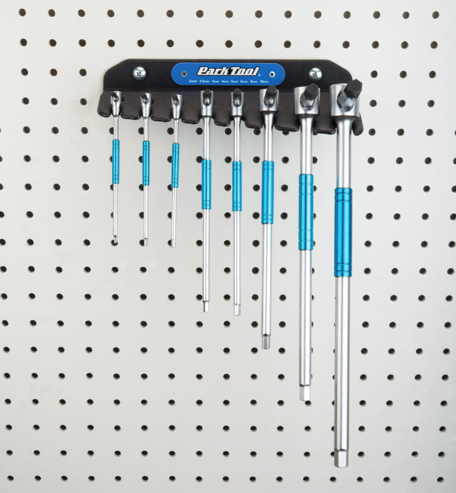 Park Tool THH-1 Wandhalter an einer Lochwand befestigt