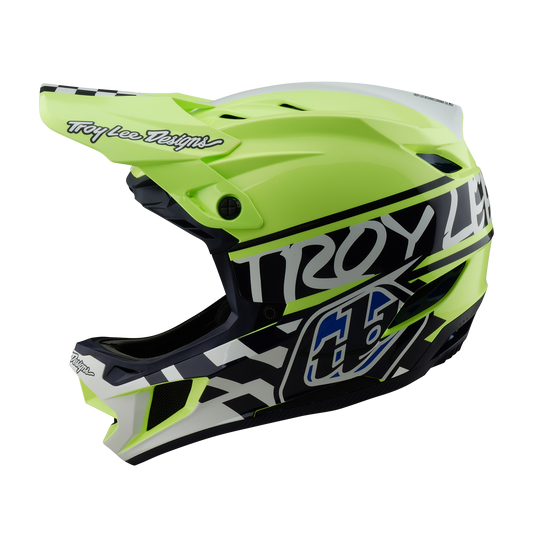 Casque VTT TROY LEE DESIGNS D4 POLYACRYLITE MIPS FIFTY 50 Jaune/Bleu
