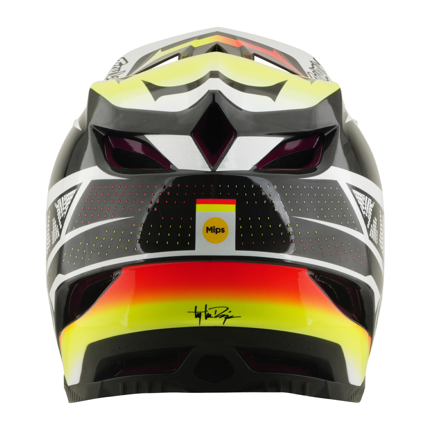 MTB-Helm TROY LEE DESIGNS D4 CARBON MIPS Lined Up Schwarz/Gelb