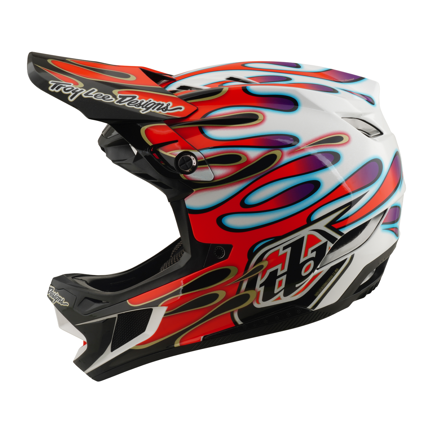 Casque VTT TROY LEE DESIGNS D4 COMPOSITE MIPS OVERSPRAY Blanc/Rouge