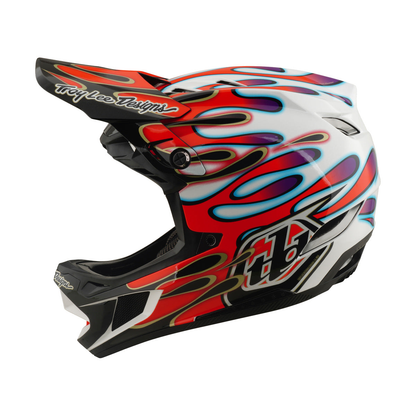Casque VTT TROY LEE DESIGNS D4 COMPOSITE MIPS OVERSPRAY Blanc/Rouge