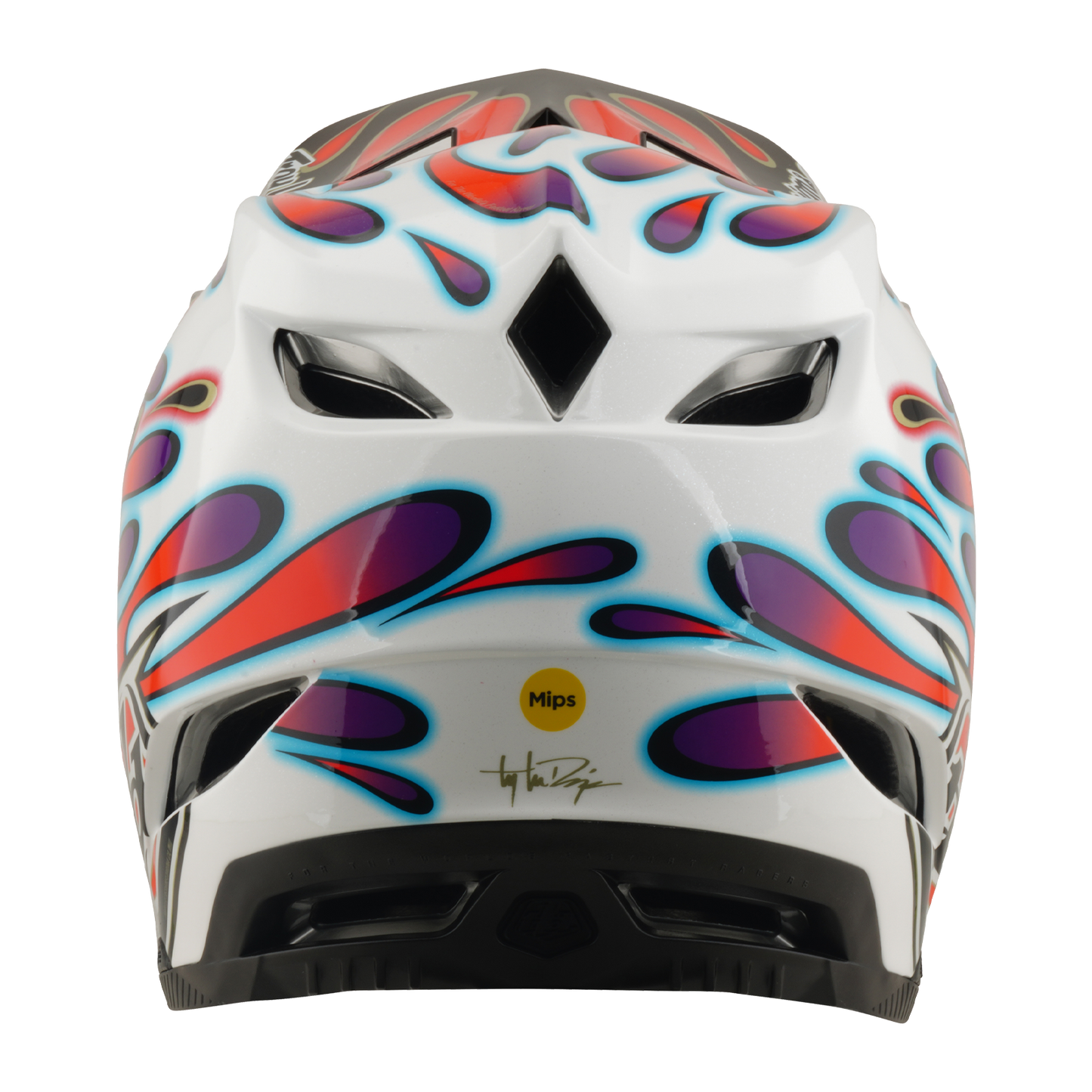 Casque VTT TROY LEE DESIGNS D4 COMPOSITE MIPS OVERSPRAY Blanc/Rouge