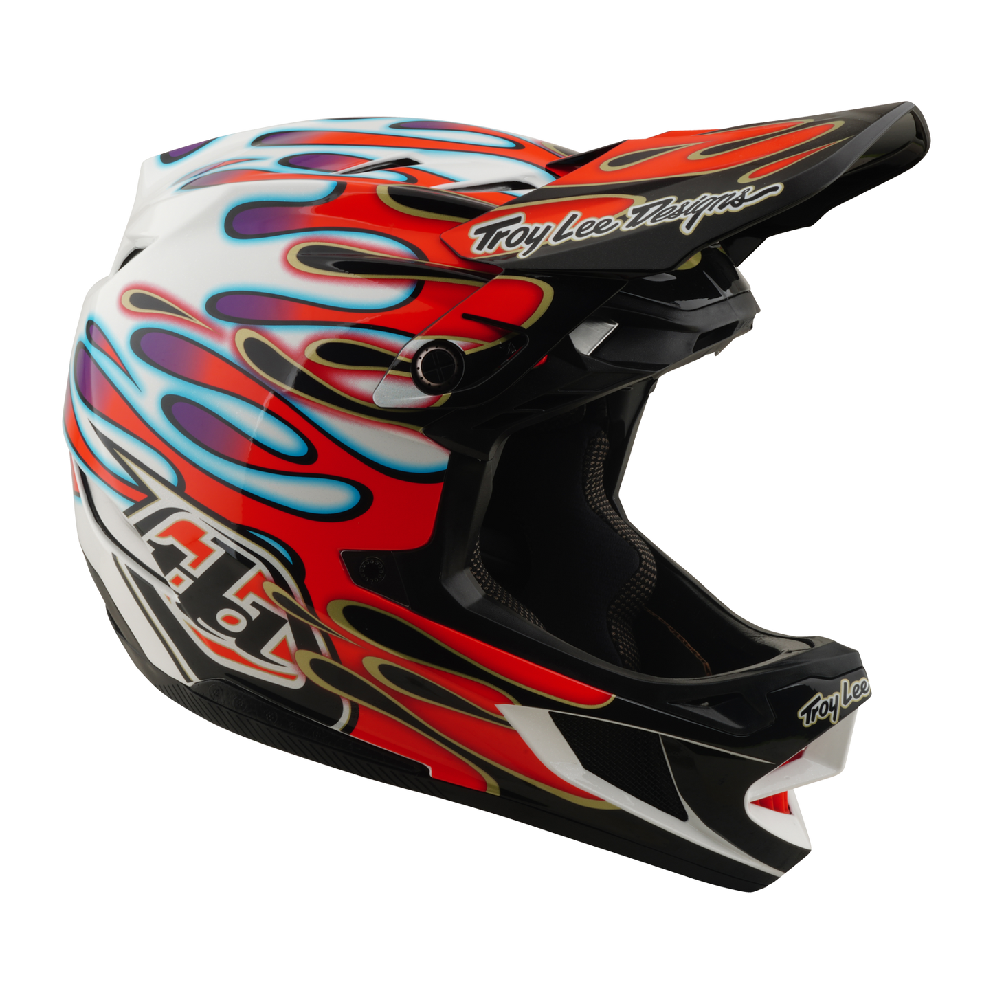 Casque VTT TROY LEE DESIGNS D4 COMPOSITE MIPS OVERSPRAY Blanc/Rouge
