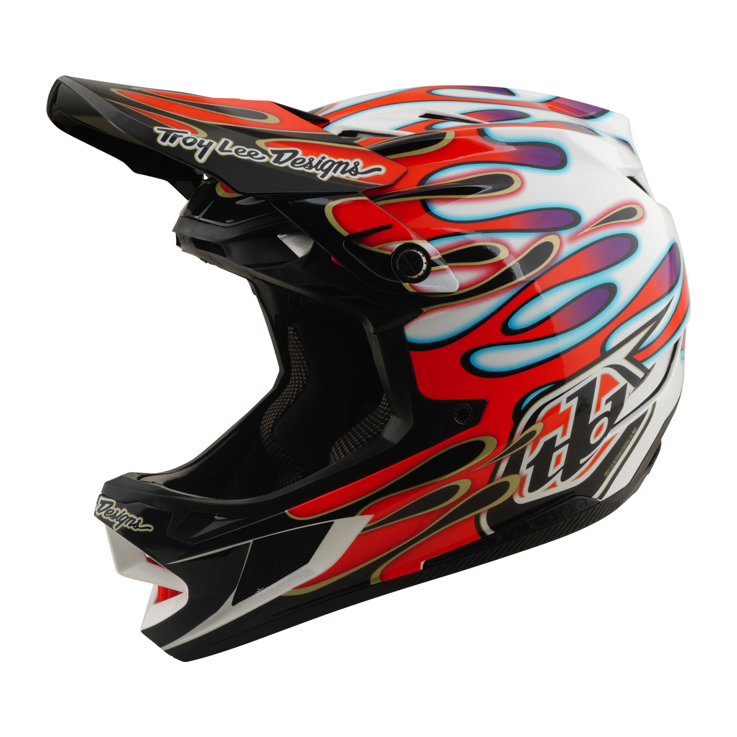 Casque VTT TROY LEE DESIGNS D4 COMPOSITE MIPS OVERSPRAY Blanc/Rouge