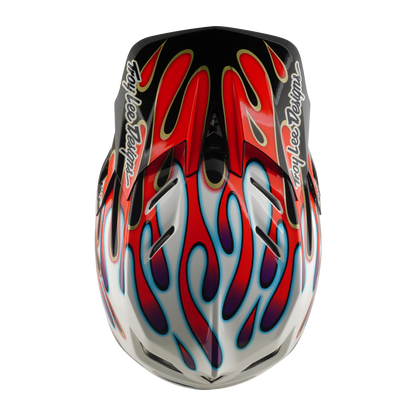 Casque VTT TROY LEE DESIGNS D4 COMPOSITE MIPS OVERSPRAY Blanc/Rouge