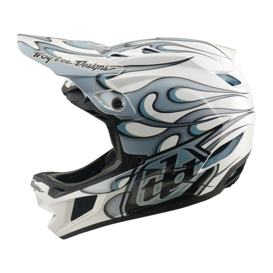 Casque VTT TROY LEE DESIGNS D4 COMPOSITE MIPS TORCHED Blanc/Argent