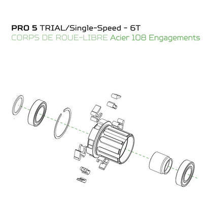 Moyeu Arrière HOPE PRO 5 10x135mm Trial/SingleSpeed 6 Trous Noir