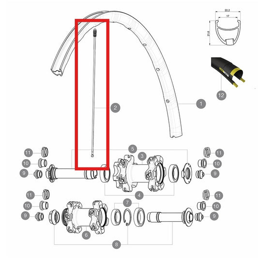 Kit 12 Rayons Av MAVIC KSYRIUM PRO ALLROAD 291,5mm
