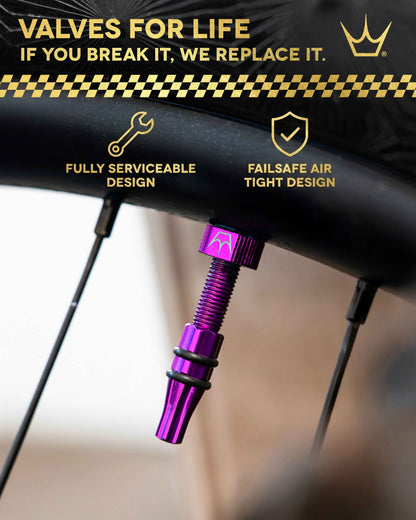 Tubeless-Ventile PEATY'S HOLESHOT FAST FLOW 60mm (x2) Violett
