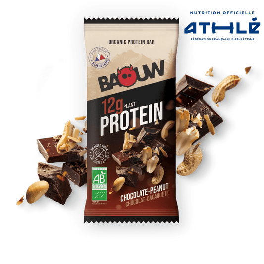 Barre Protéinée BAOUW BIO EXTRA Chocolat/Cachuètes (50g)