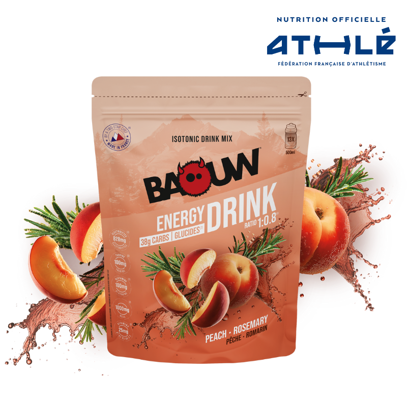 Boisson Énergétique BAOUW ISOTONIC (585g) Pêche Romarin