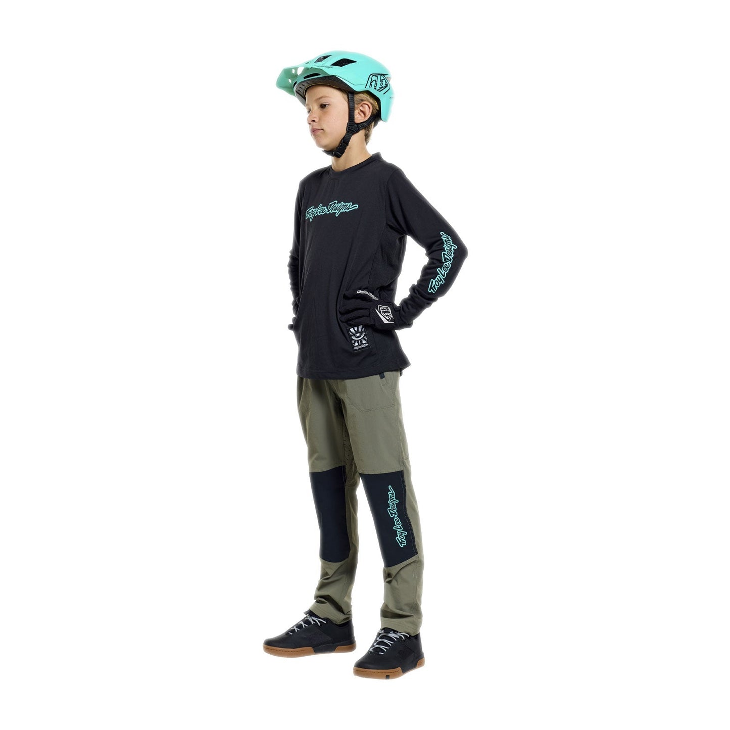 Maillot TROY LEE DESIGNS SKYLINE RIDE SIGNATURE Junior Manches Longues Noir/Vert