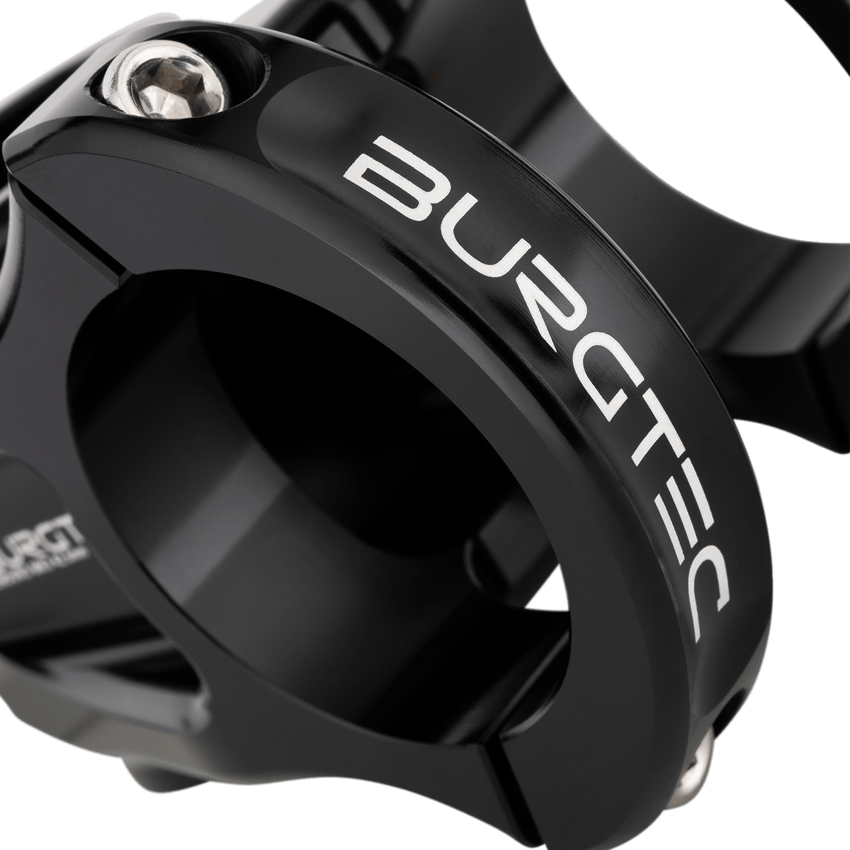 Potence BURGTEC ENDURO MK3 Noir — détail du serrage du cintre