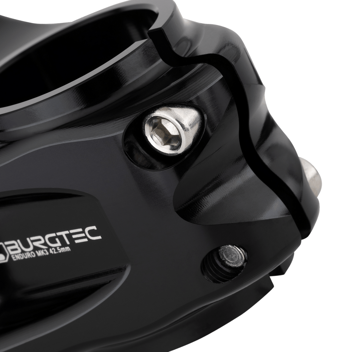 Potence BURGTEC ENDURO MK3 Noir — détail du serrage du pivot