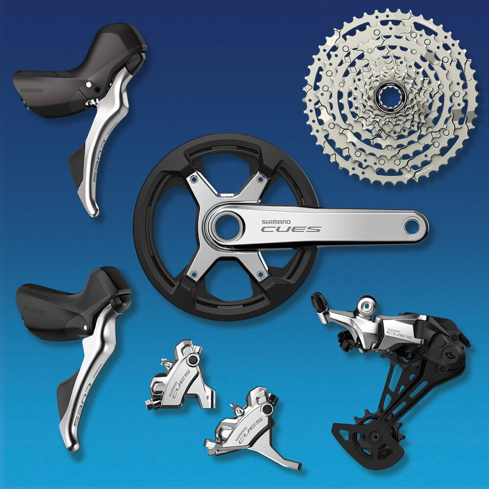 Levier Gauche et Etrier Avant SHIMANO CUES U6030 Mono Flatmount Sans Disque- Édition Polish Silver