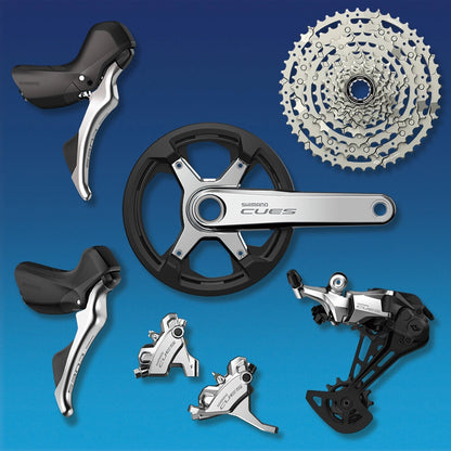 Levier Gauche et Etrier Avant SHIMANO CUES U6030 Mono Flatmount Sans Disque- Édition Polish Silver