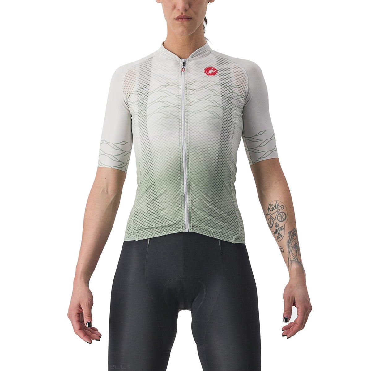 CASTELLI CLIMBER'S 2.0 W Damen-Kurzarm-Radtrikot in Grau/Grün