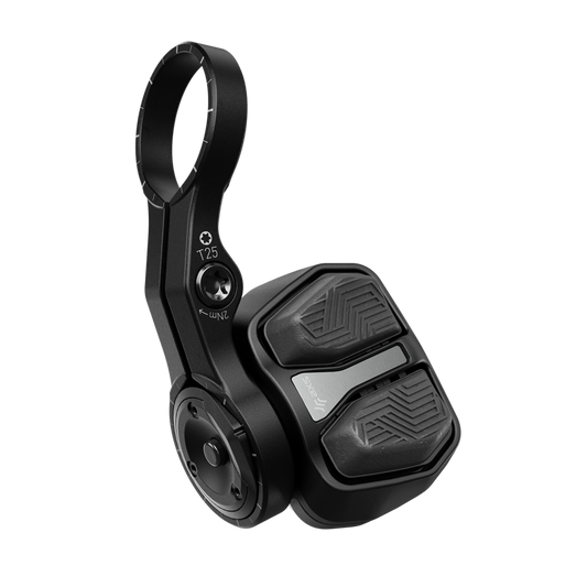 D1 SRAM ULTIMATE AXS POD / ROCKSHOX AXS Controller für rechts oder links — Ansicht des Controllers mit Discrete-Schelle
