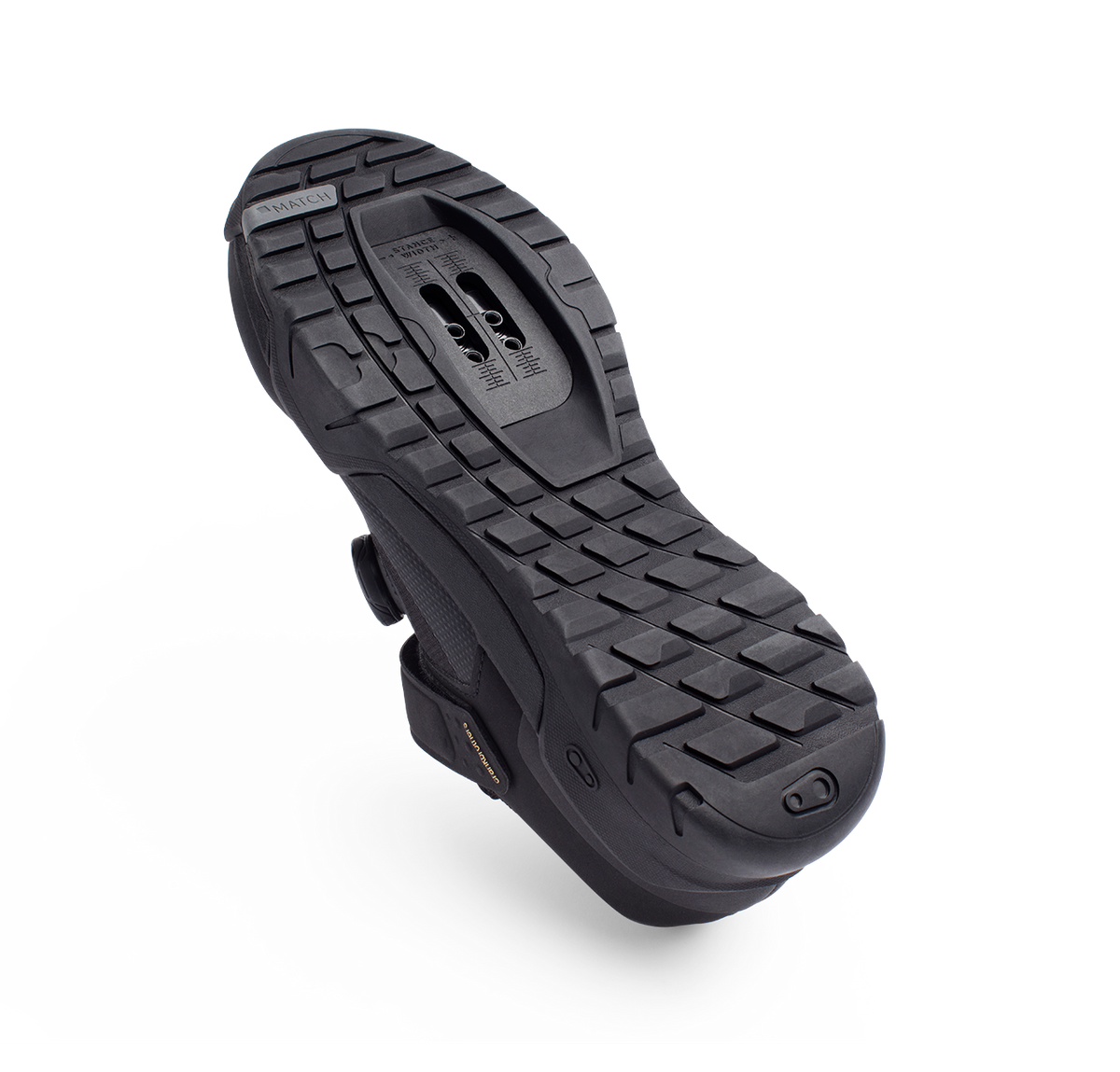 Chaussures VTT CRANKBROTHERS MALLET E-BOA Noir/Or — vue oblique de la semelle