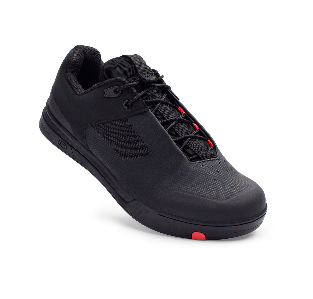 CRANKBROTHERS MALLET LACE CLIP-IN MTB-Schuhe in Schwarz/Rot – Dreiviertelansicht