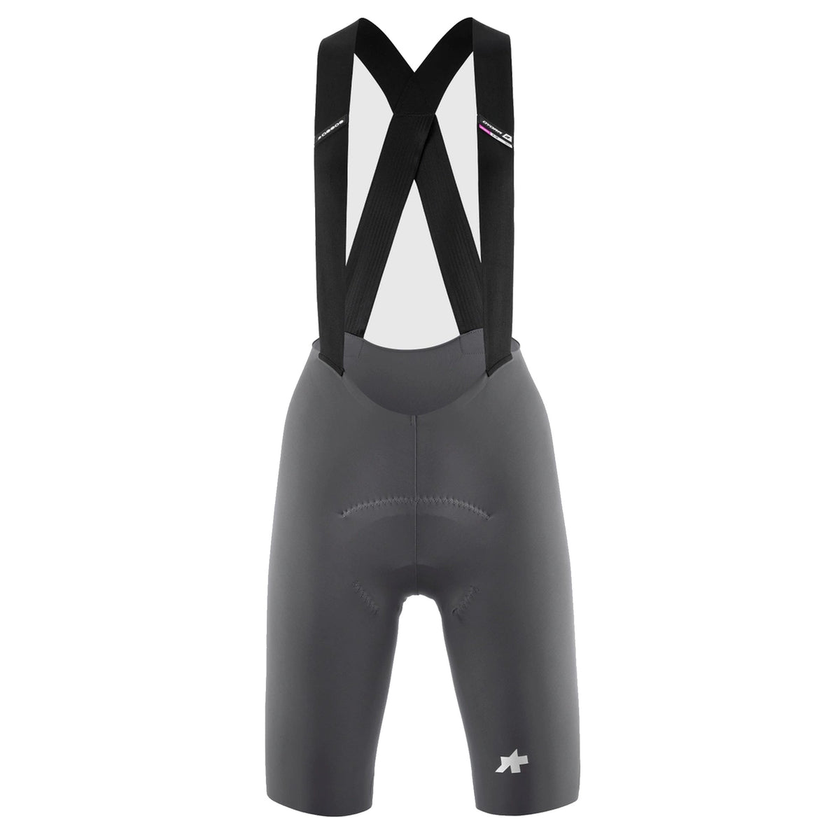 Kurze Damen-Trägerhose ASSOS DYORA R S11 in Grau — weißer Hintergrund, 2000 x 2000