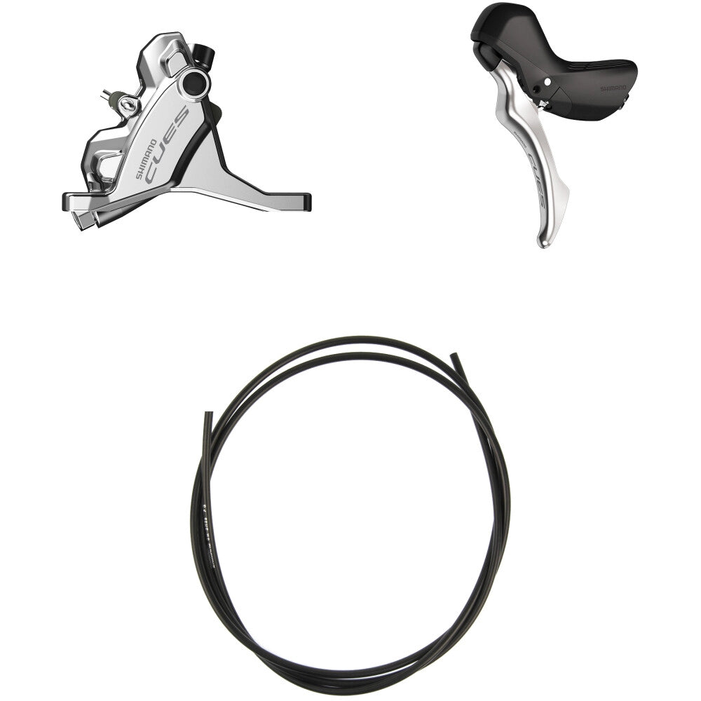 Levier Gauche et Etrier Avant SHIMANO CUES U6030 Mono Flatmount Sans Disque- Édition Polish Silver