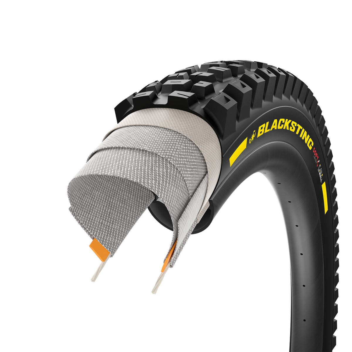 PIRELLI SCORPION BLACK STING Reifen 27.5x2.40 Soft DH+Wall Tubeless Ready Faltreifen Schwarz/Gelb Team Edition