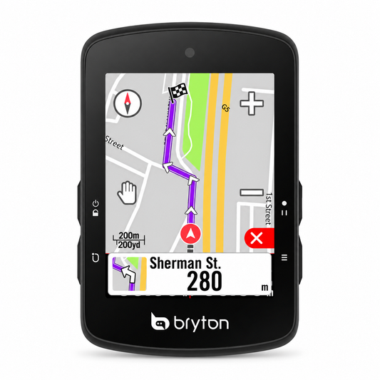 Compteur GPS BRYTON RIDER S510E — vue de face sur fond blanc