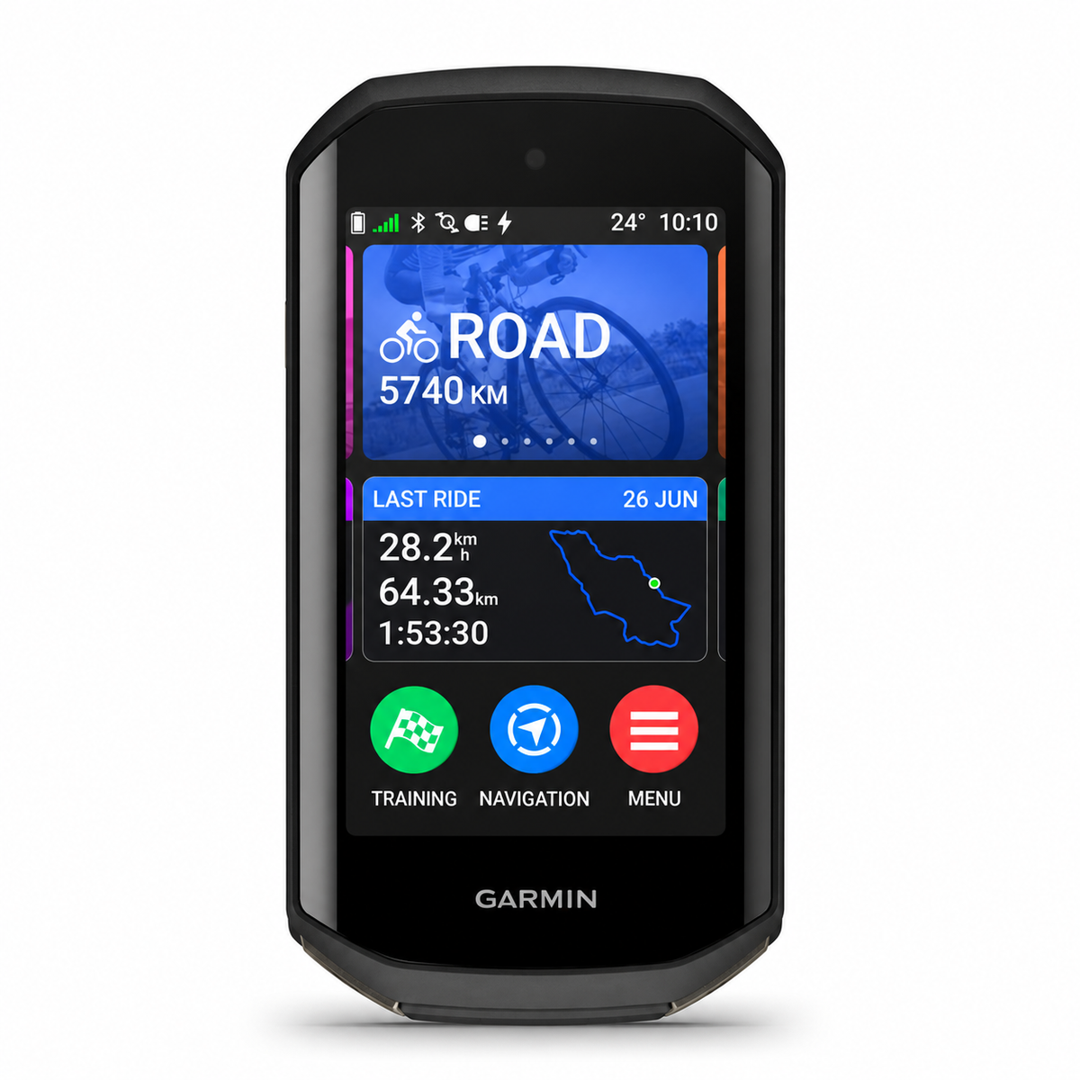 GARMIN EDGE 1050 GPS-Fahrradcomputer — Vorderansicht auf weißem Hintergrund