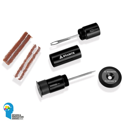 In den Lenker integriertes Tubeless-Reparaturset GRANITE DESIGN CNC + 4 Dochte Schwarz