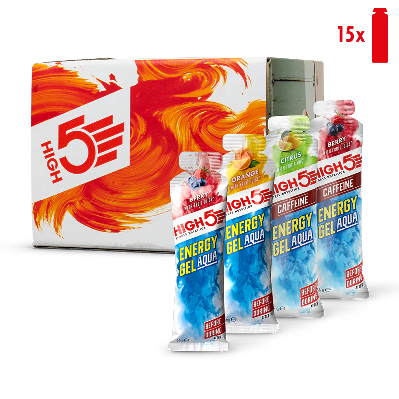 Packung Energie-Gel HIGH5 ENERGY GEL Aqua (15x 66g) Mix Geschmacksrichtungen